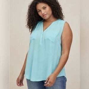 Torrid Light Blue/Aqua Sleeveless Blouse